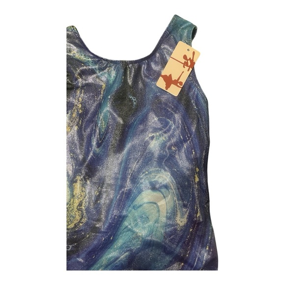 Blue Bodysuit with Ethereal Print and Scoop Neckline - Picture 5 of 6